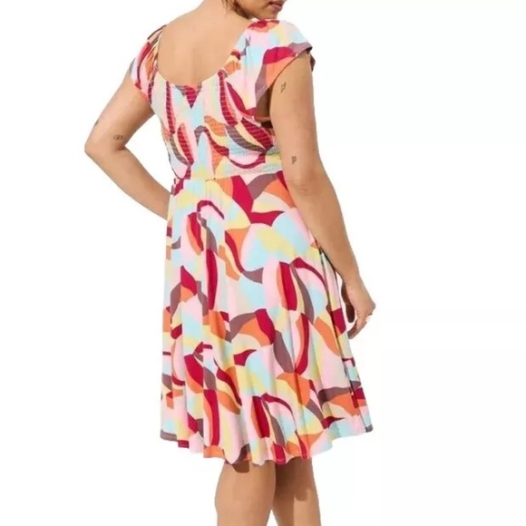 Torrid Super Soft Knit Off-Shoulder Dress | Tropical Boho Vibes | Size 1X - Picture 2 of 8